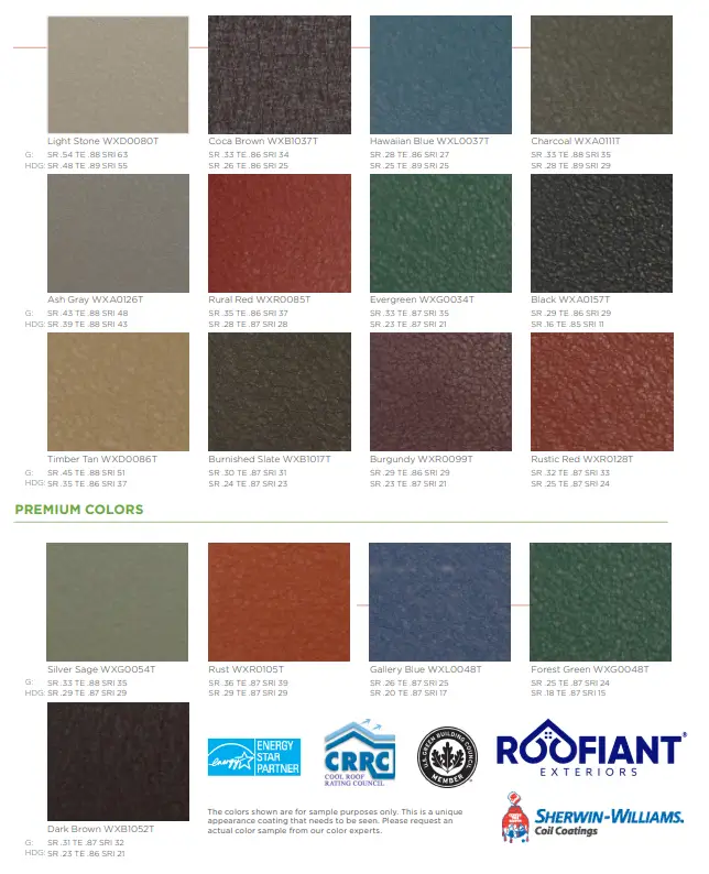 Roofiant Steel Metal Crinkle Finish Color Choices